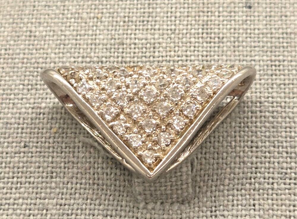 Vintage Antique Pendent Slide Silver Tone with Crystals